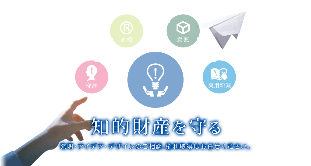 知的財産を守る 発明・アイデア・デザインのご相談、権利取得はお任せください。